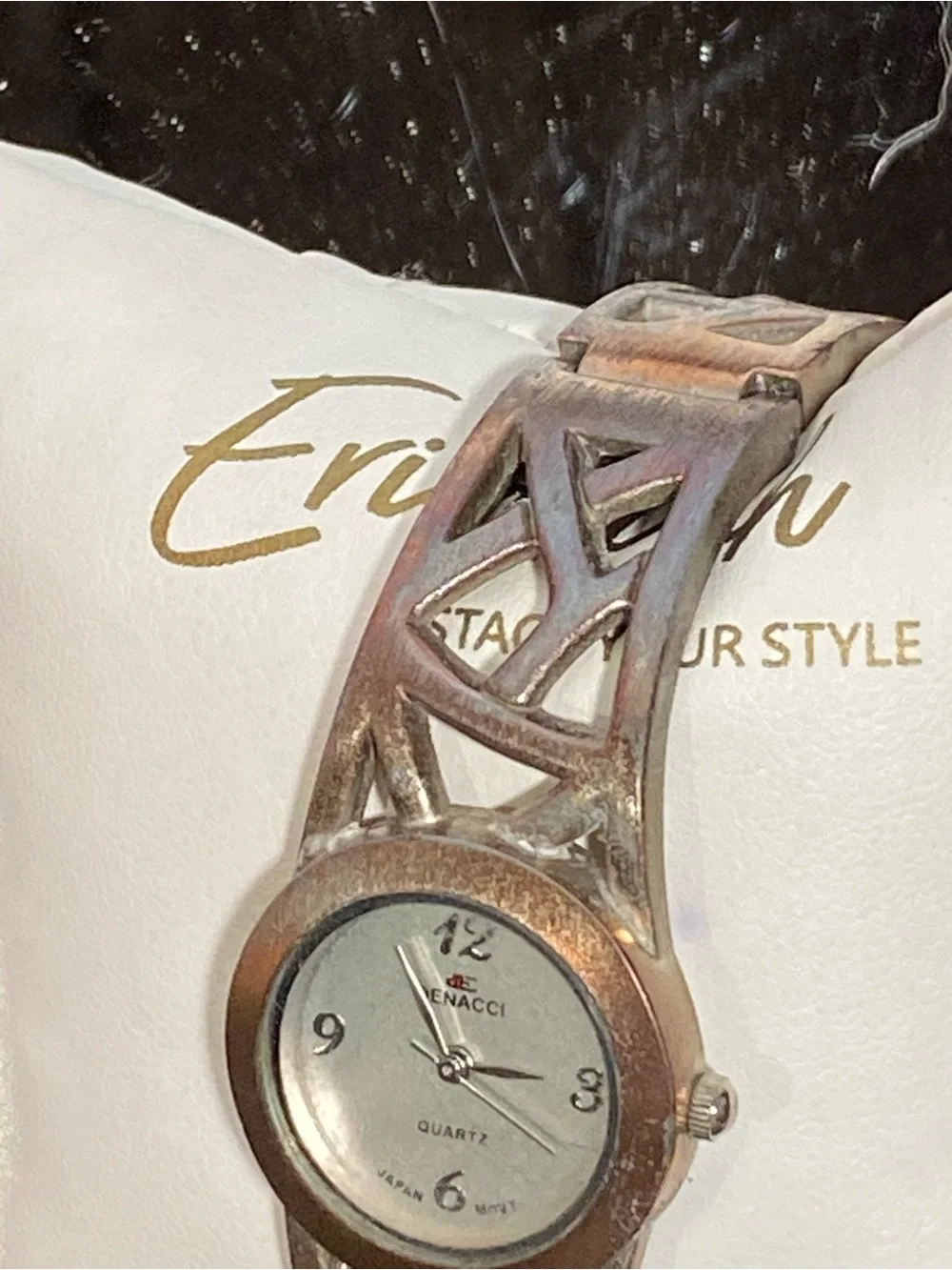 2 Rose Gold Style Cuff Watches for Women - Sleek Openwork Bracelet